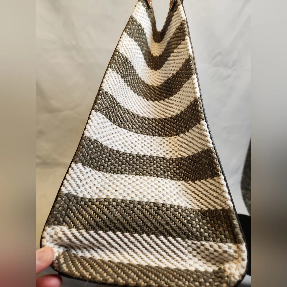 Tory Burch Blake Jumbo Striped Tote Grove Green - Picture 4 of 14